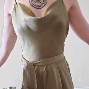 Moss Green Silk Jumpsuit